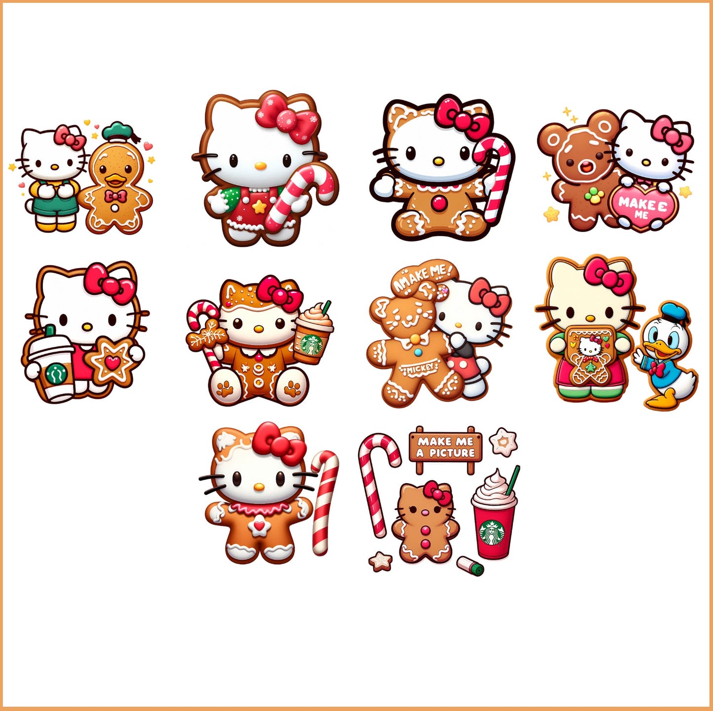 Gingerbread Hello Kitty PNG bundle