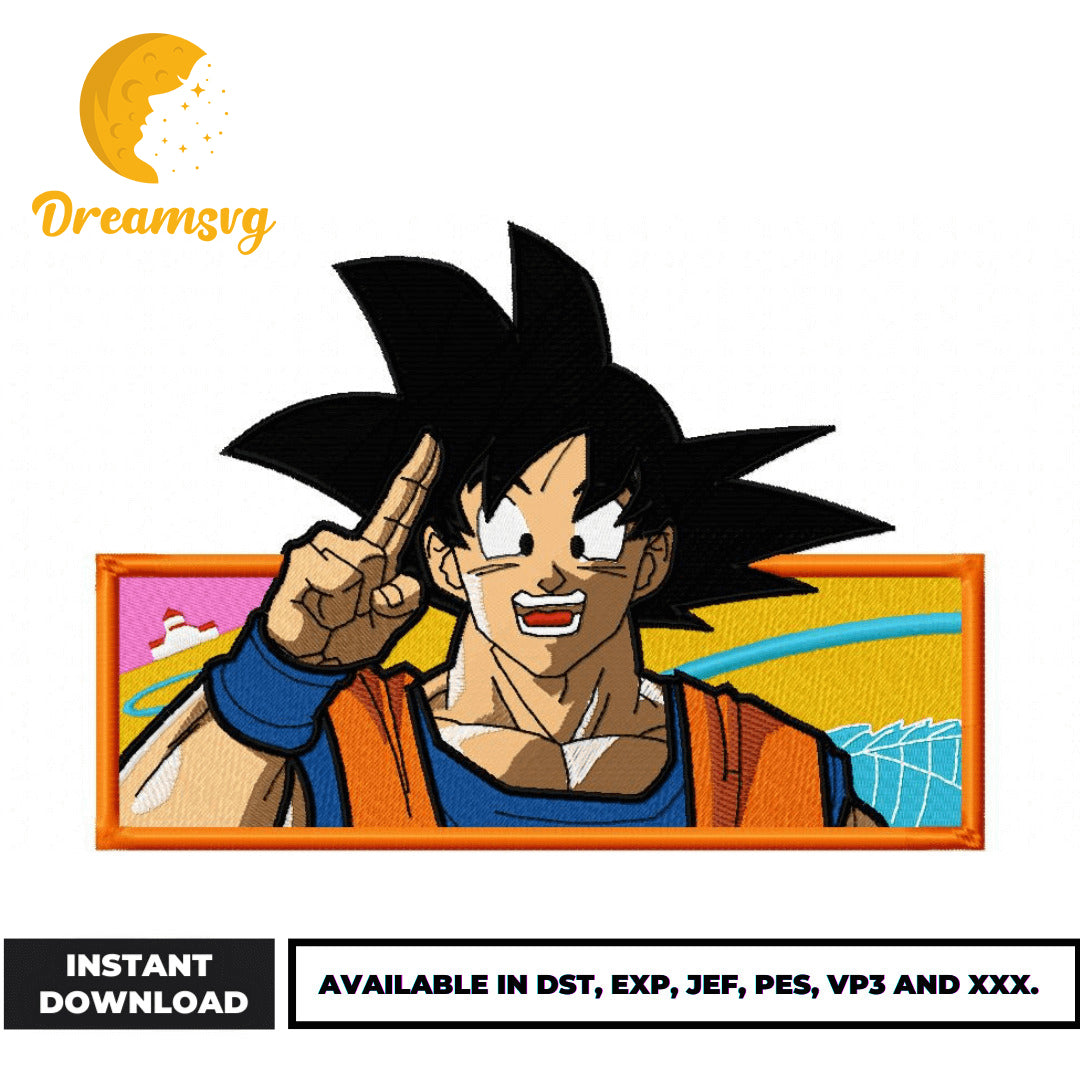 Goku finger embroidery design