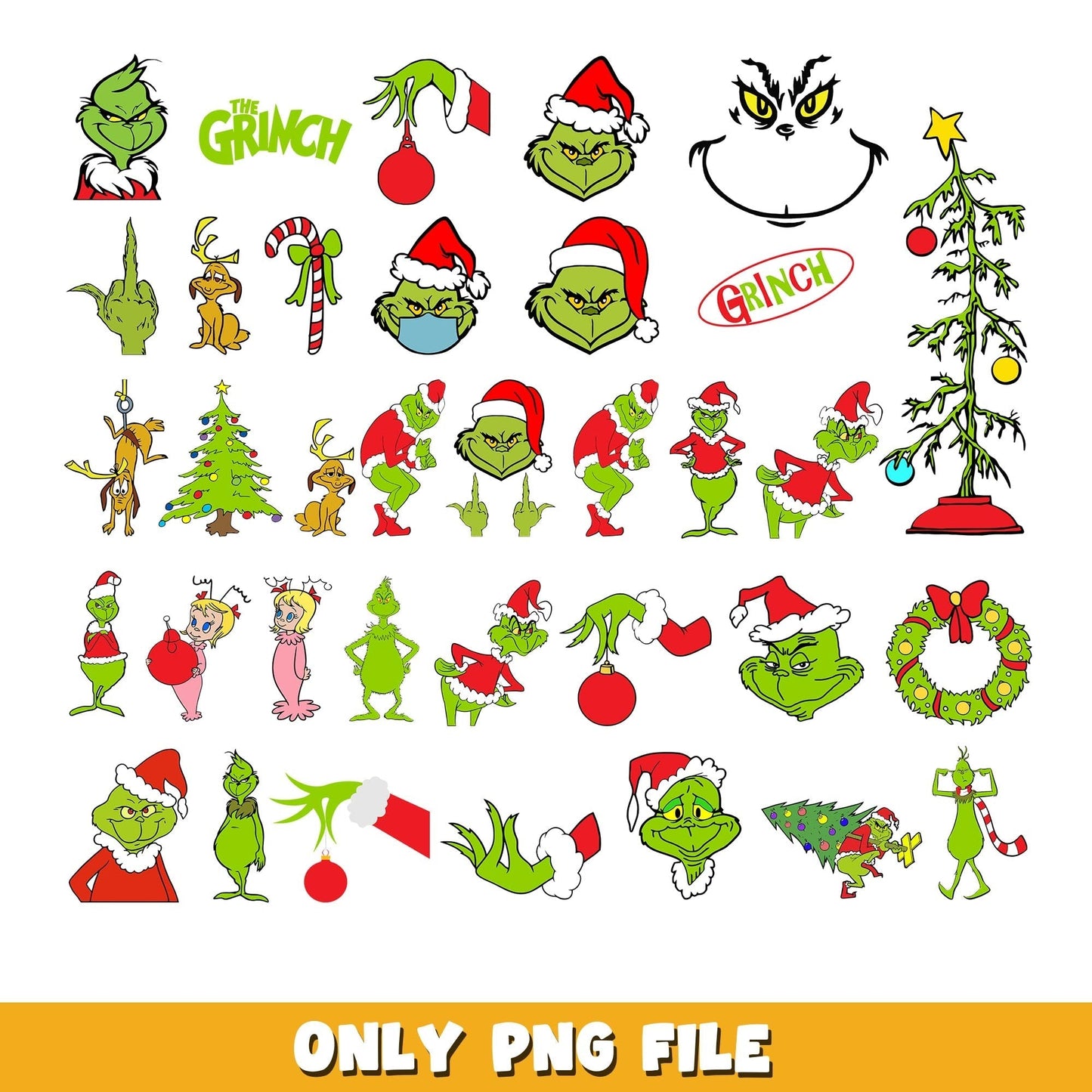 Grinch Christmas png, Grinch bundle png, cartoon png