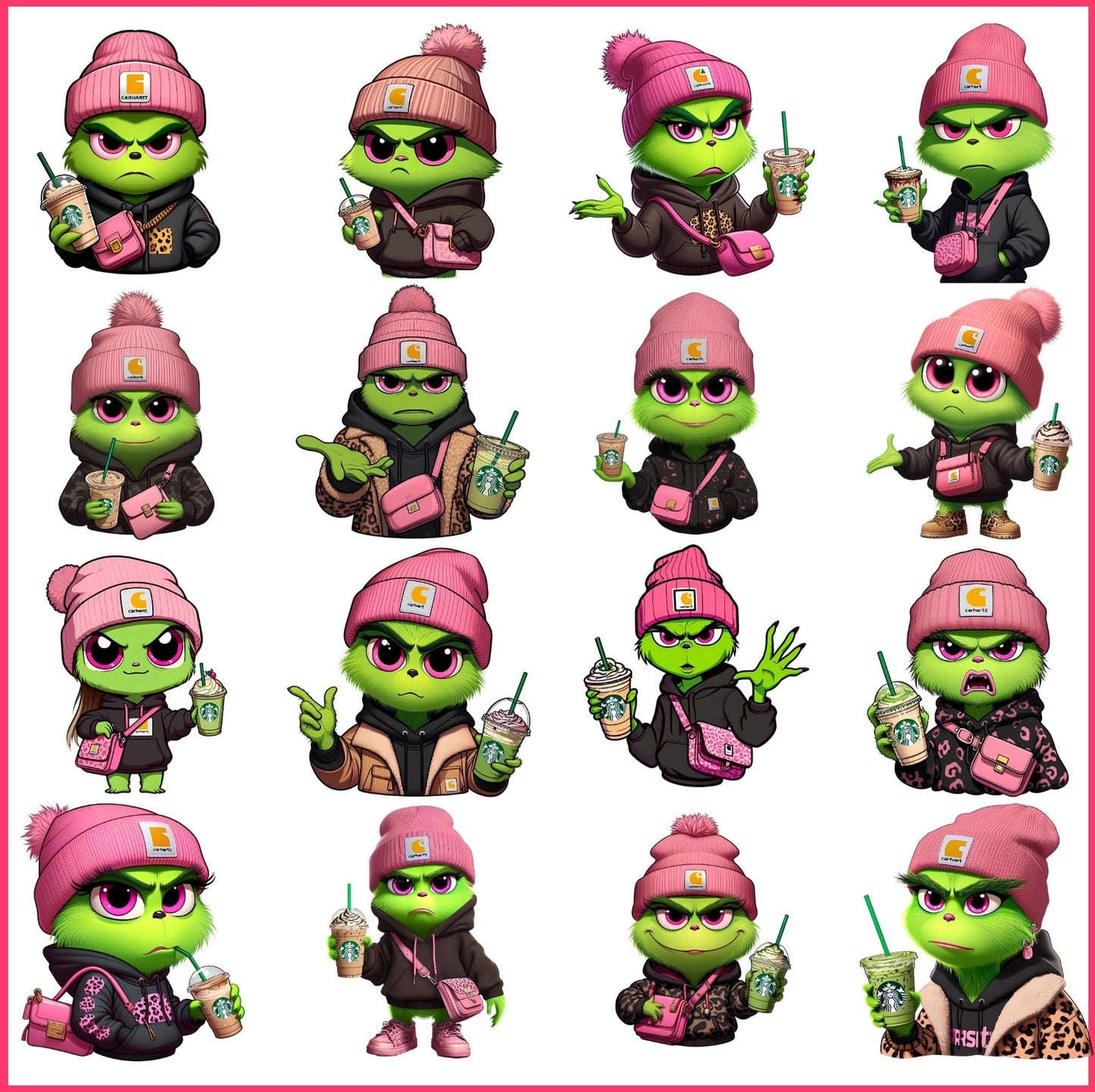 Boujee grinch christmas Png Bundle, Grinch coffee christmas png