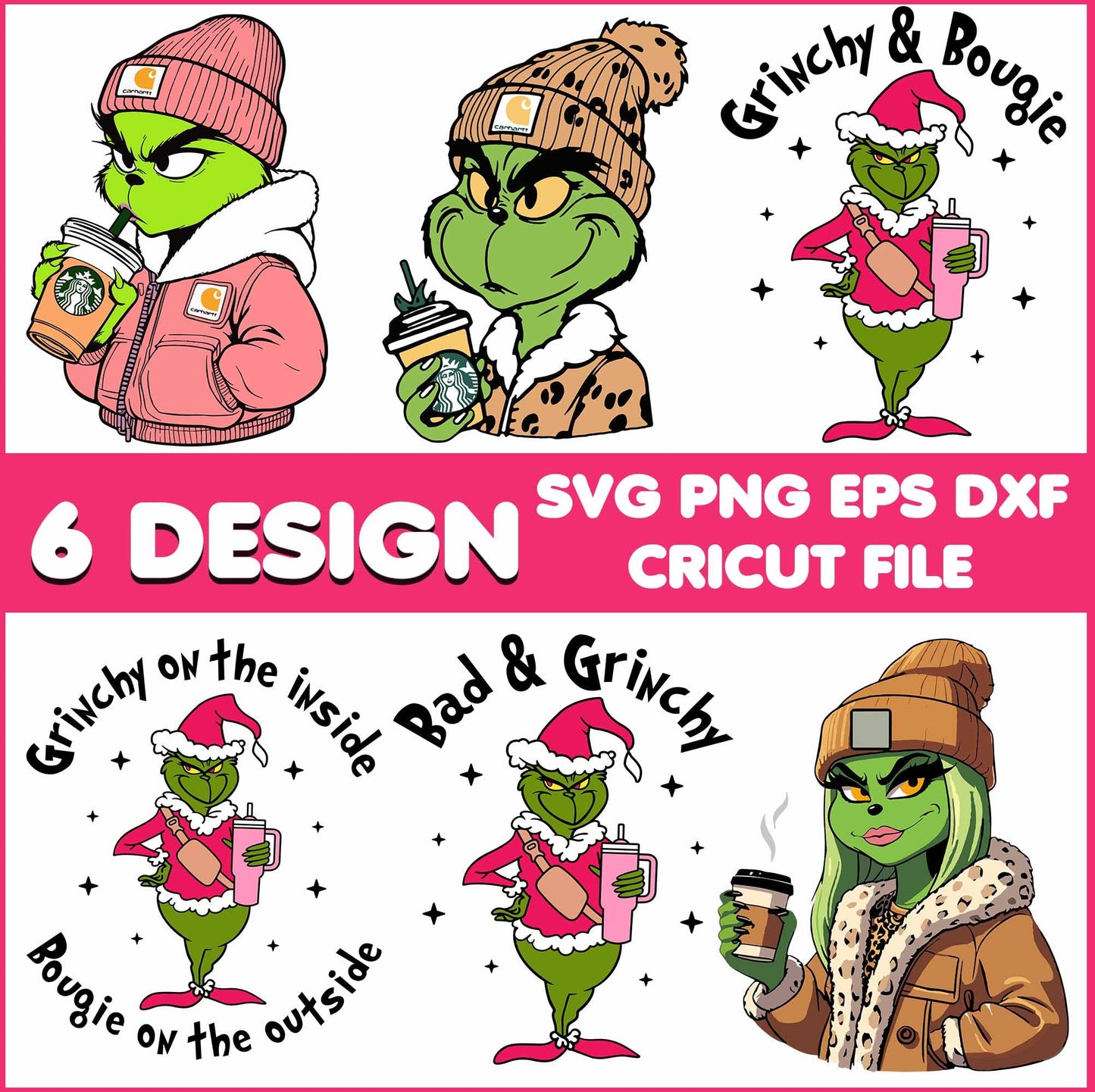 Grinch in Carhart Hat and Jacket SVG bundle