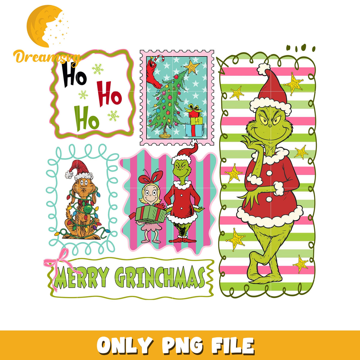 Grinchmas design png, christmas time png, grinch png