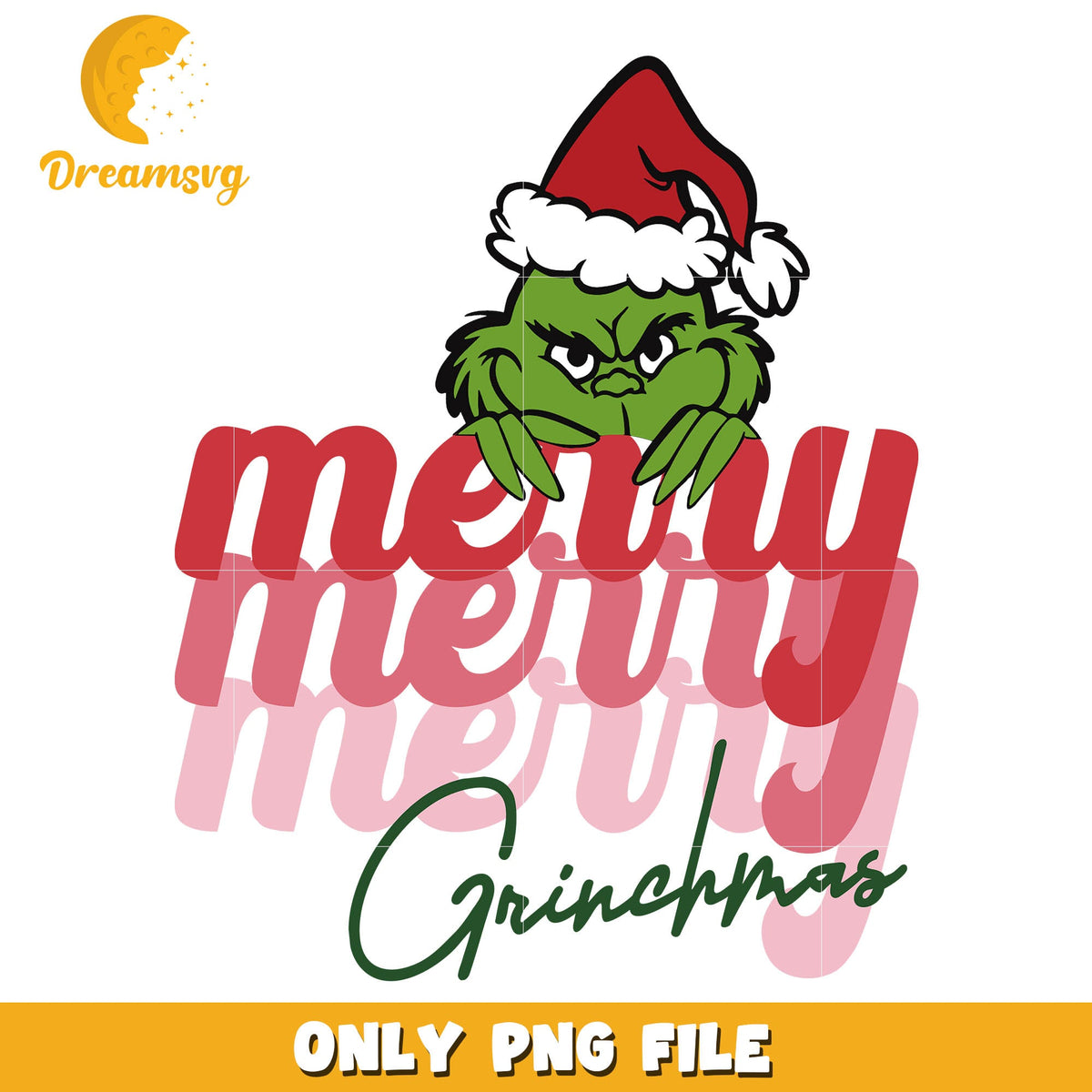 Grinchmas merry merry merry text png, the grinch smile png