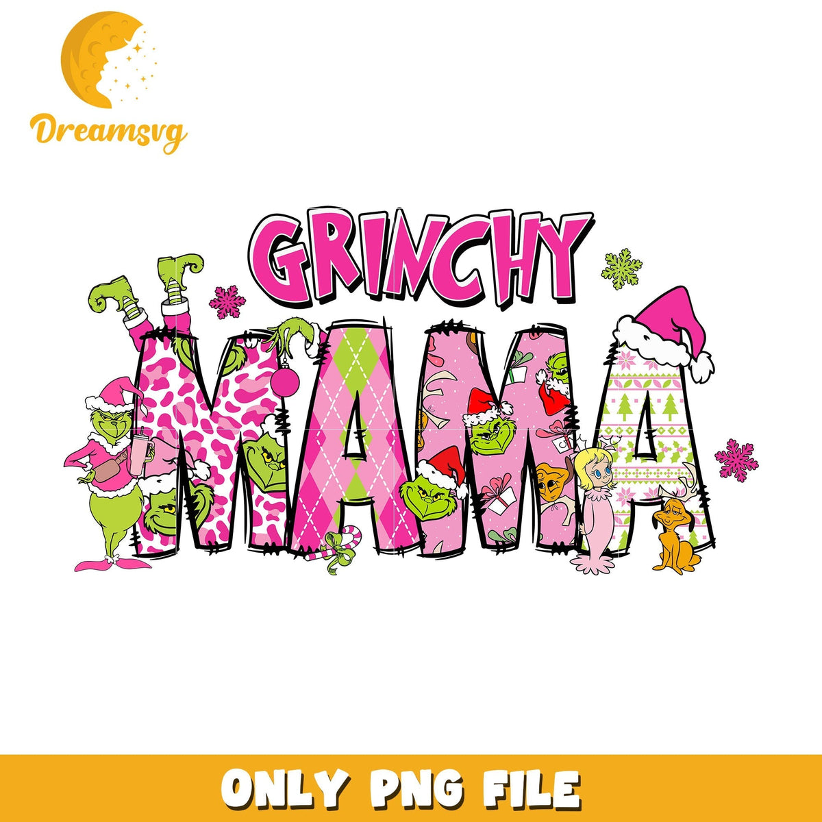 Grinchy mama boutique christmas pink png png, the grinch movie png