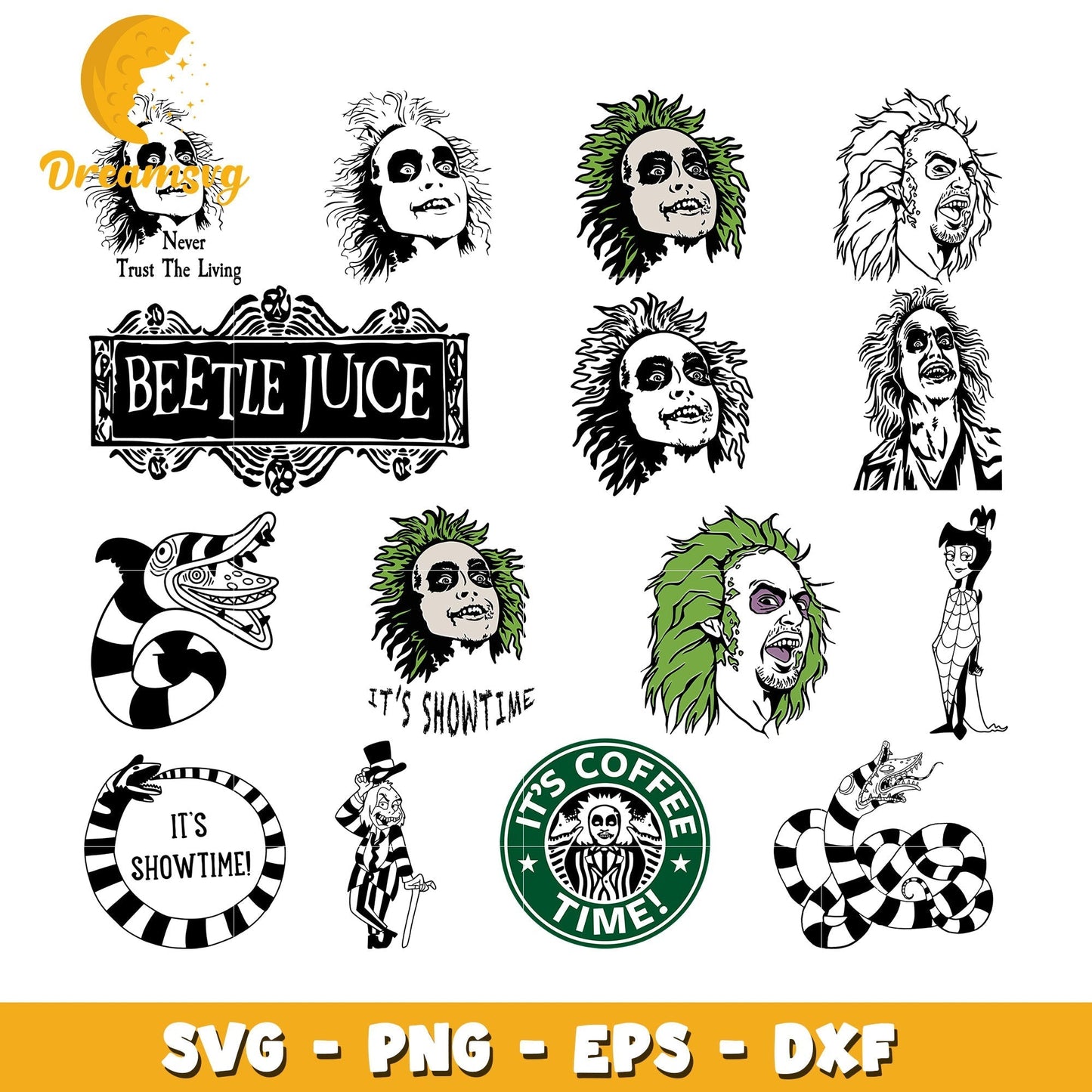 Beetlejuice face design bundle svg, beetlejuice characters svg