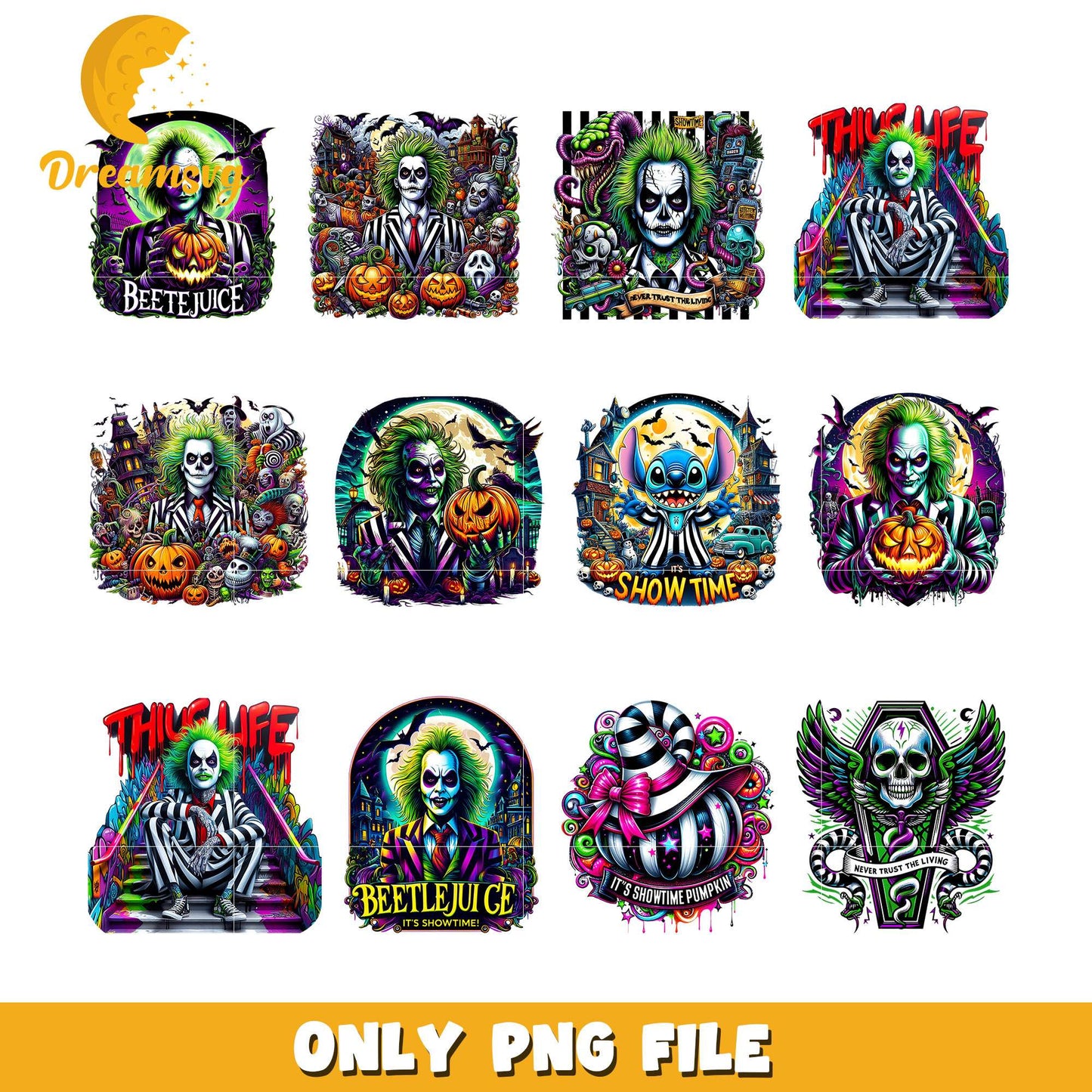 Beetlejuice halloween design bundle png, beetlejuice cartoon png