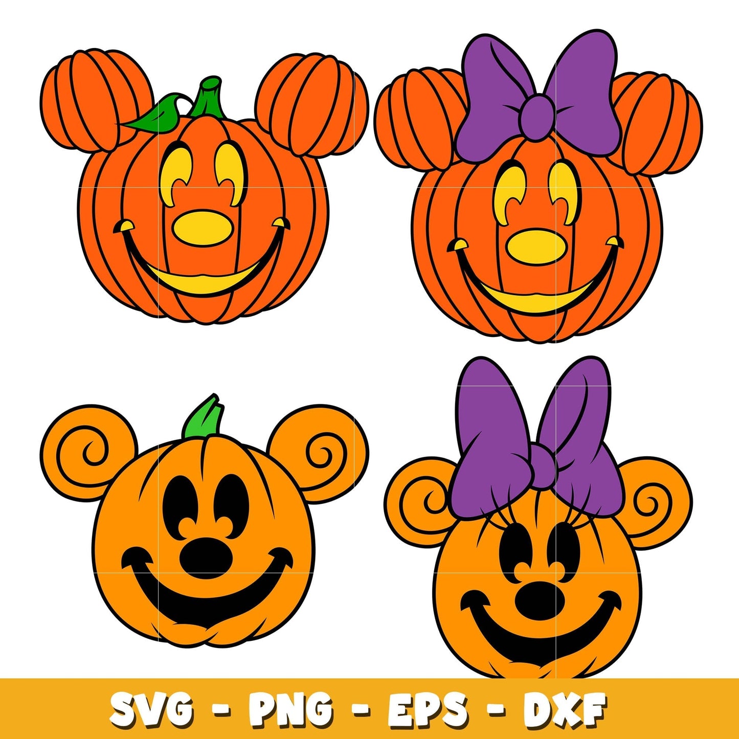 Minnie Mouse Pumpkin Head Halloween bundle svg, Disney cartoon svg, Digital download