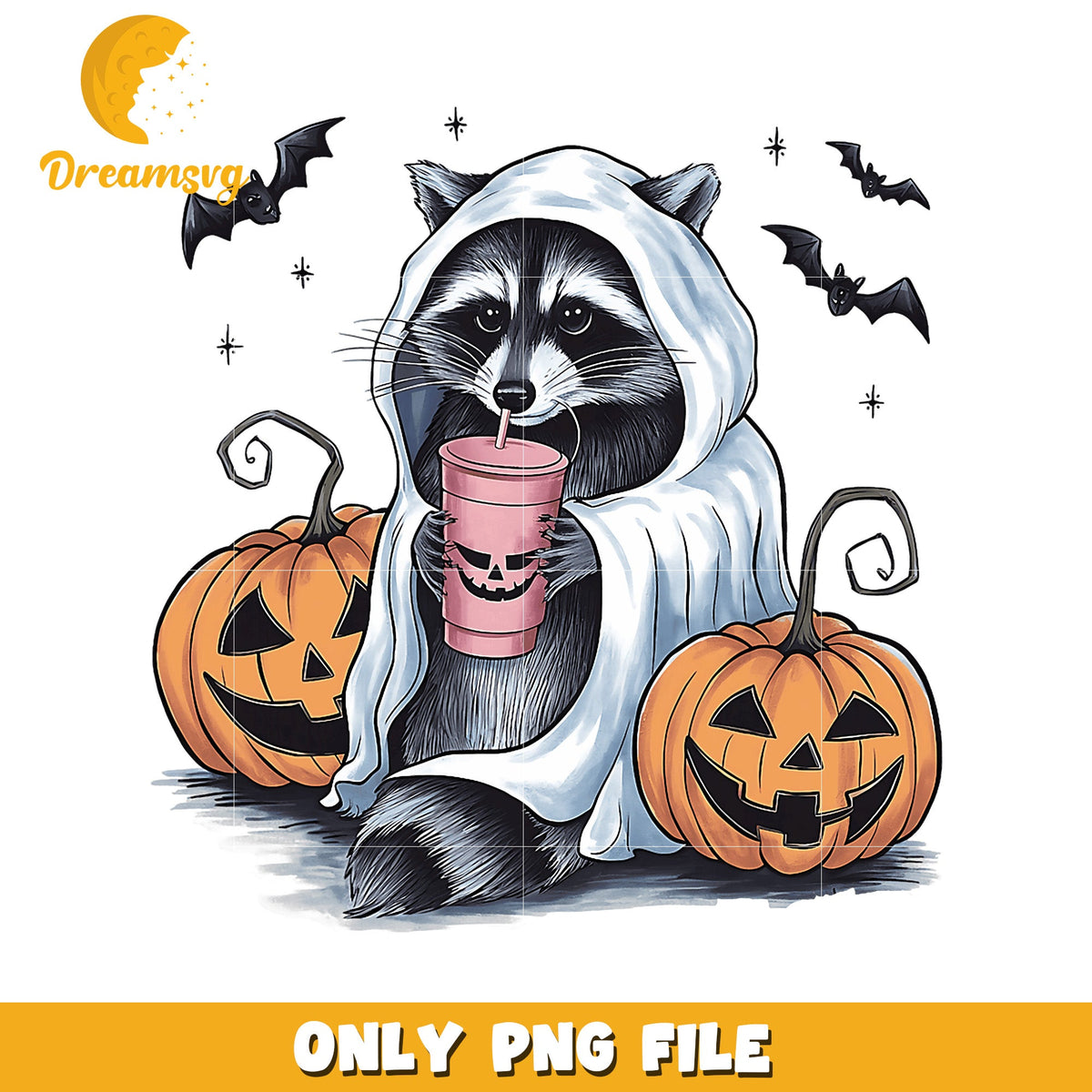 Halloween Raccoon Ghost PNG Sublimation