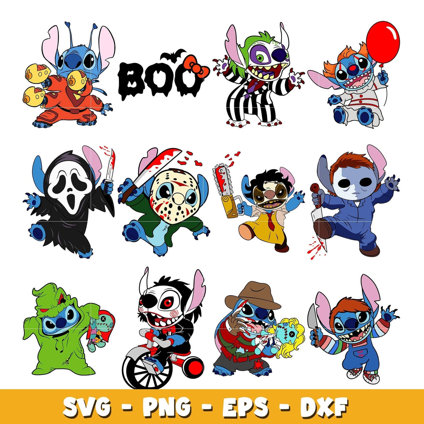 Disney Stitch Halloween bundle svg, Disney cartoon svg, Digital download