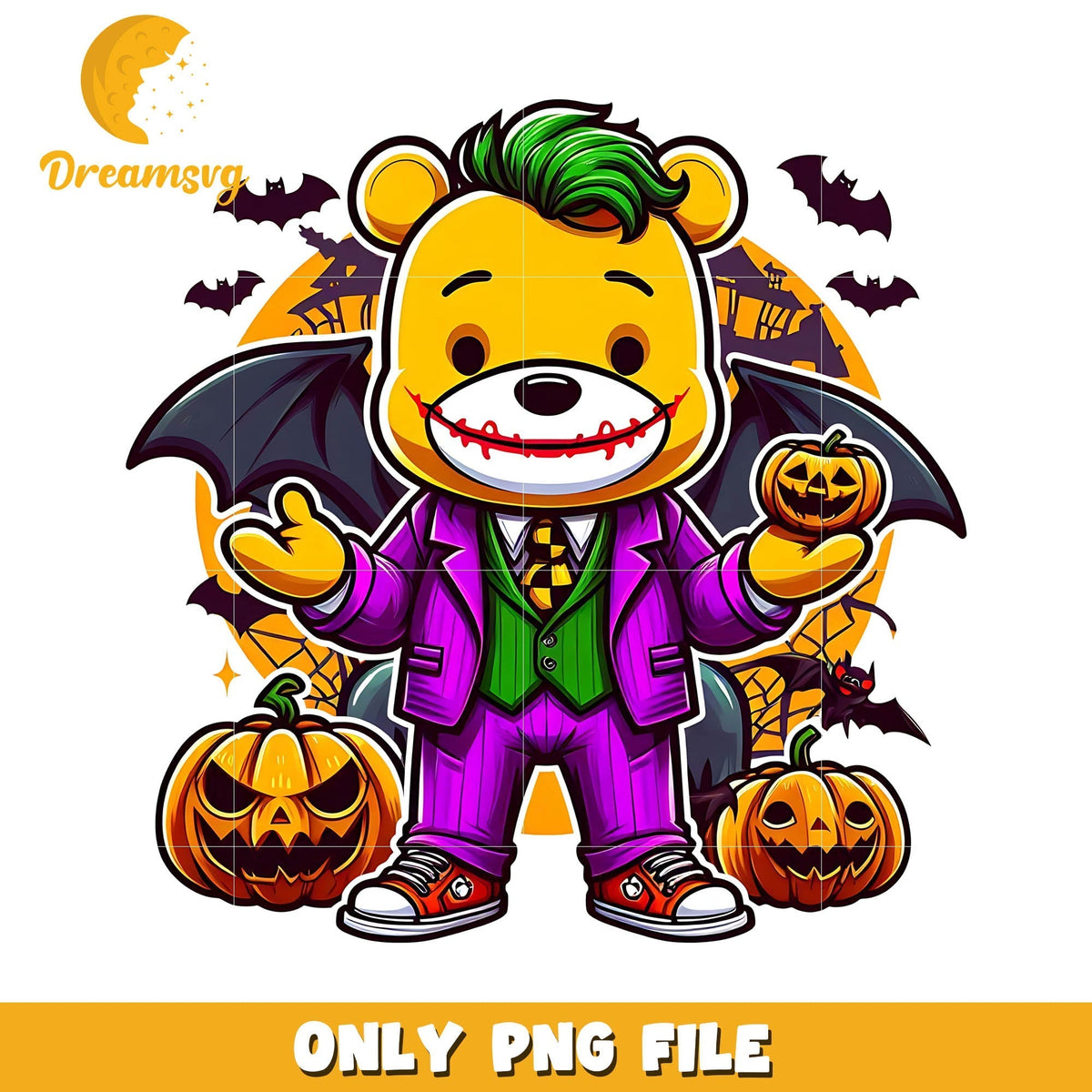 Halloween Joker bear png, Halloween cartoon bear png