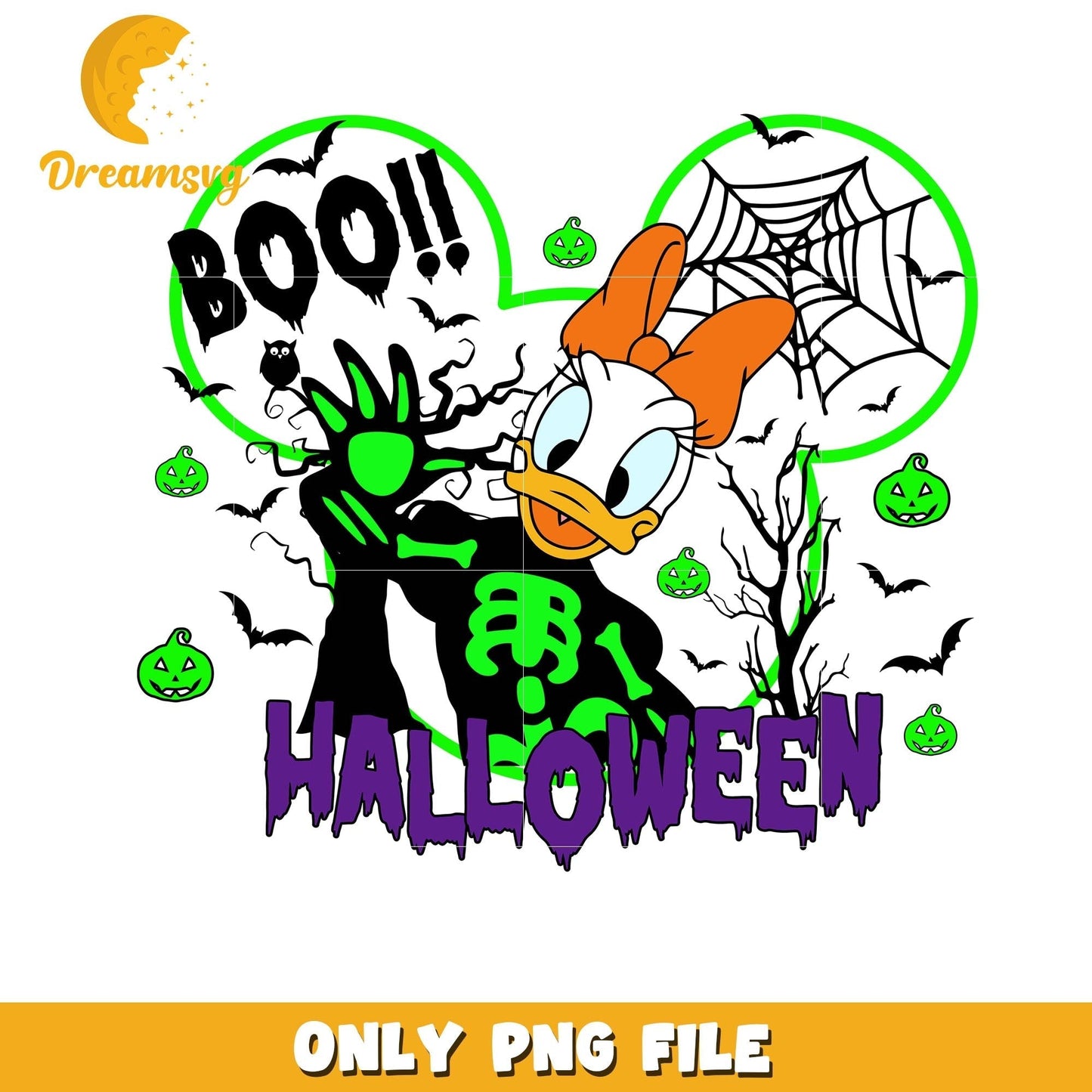 Halloween Skeleton Boo Daisy png, Disney friends halloween vibes png