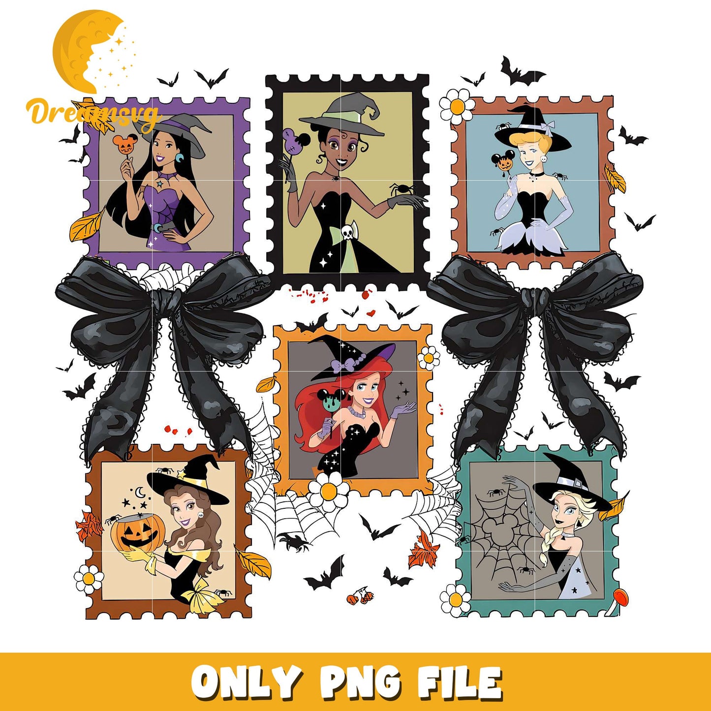 Halloween disney princesses png, halloween candy png, disney princess png