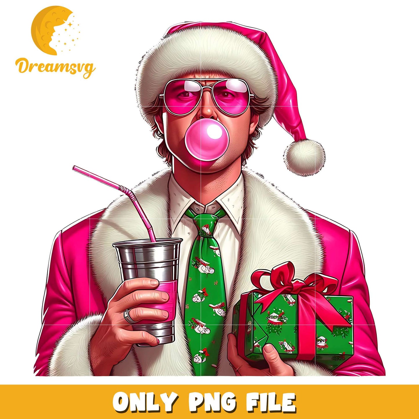 Handsome pink santa claus png, santa claus png, christmas png