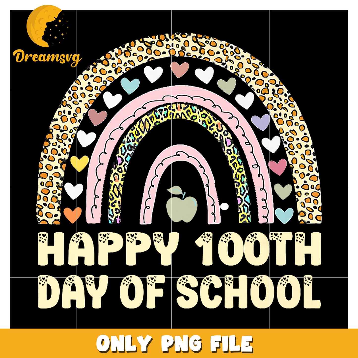 Happy 100th Day School Rainbow PNG