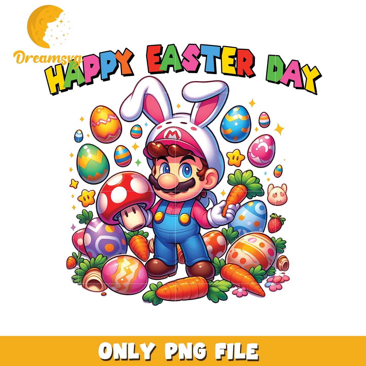 Happy Easter Day Mario Bunny PNG Image for Celebrations