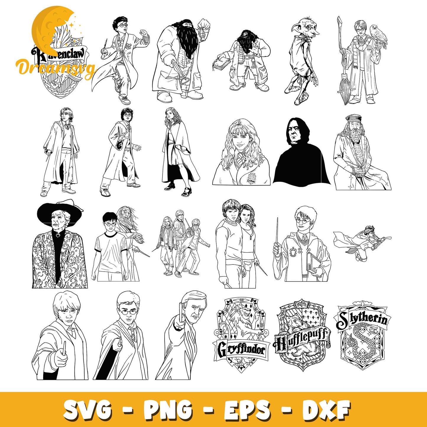 Harry potter characters art bundle svg, harry potter cast svg