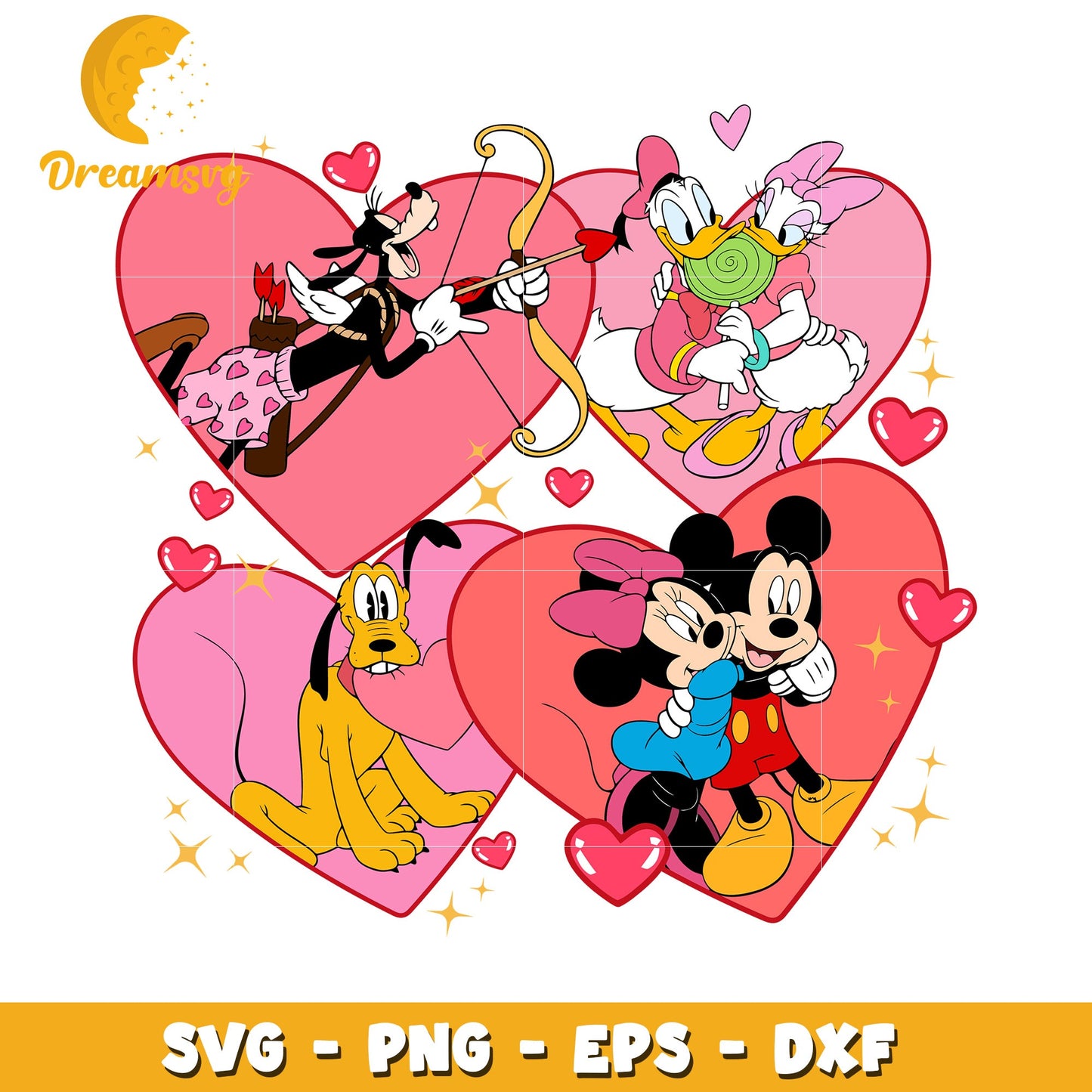 Heartwarming Disney Characters SVG Design for Valentine's Day Fun