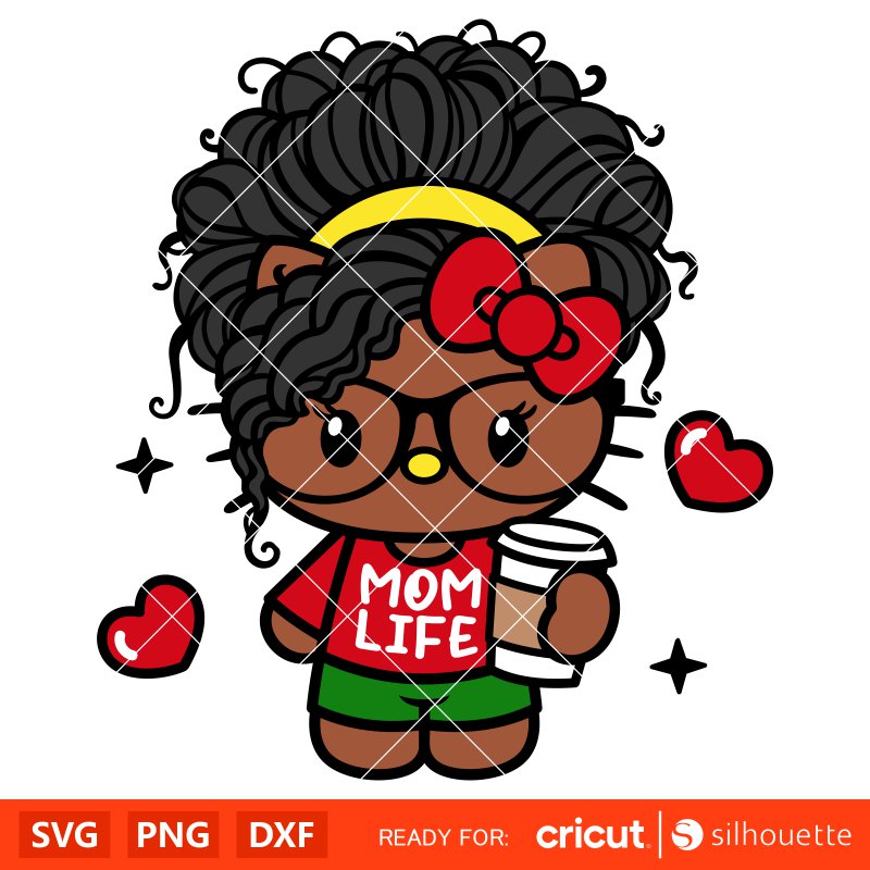 Hello Kitty Black History Svg, Mom Life Svg, Sanrio Svg, Kawaii Svg, Cricut, Silhouette Vector Cut File