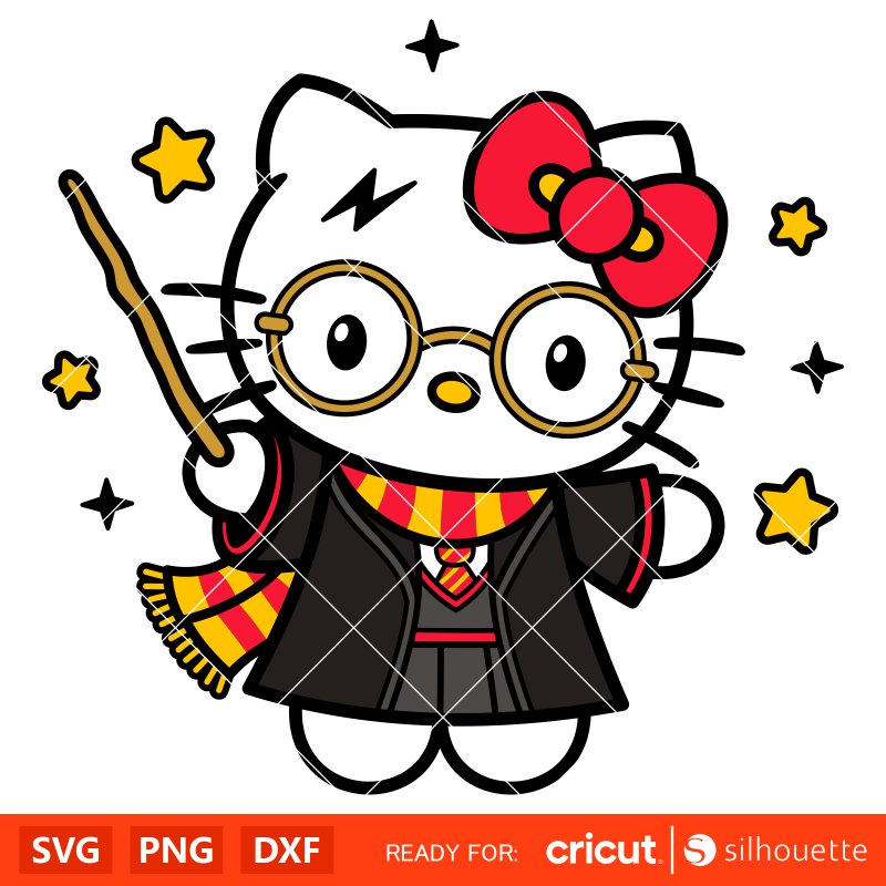 Hello Kitty Harry Potter Svg, Sanrio Svg, Disney Svg, Kawaii Svg, Cricut, Silhouette Vector Cut File