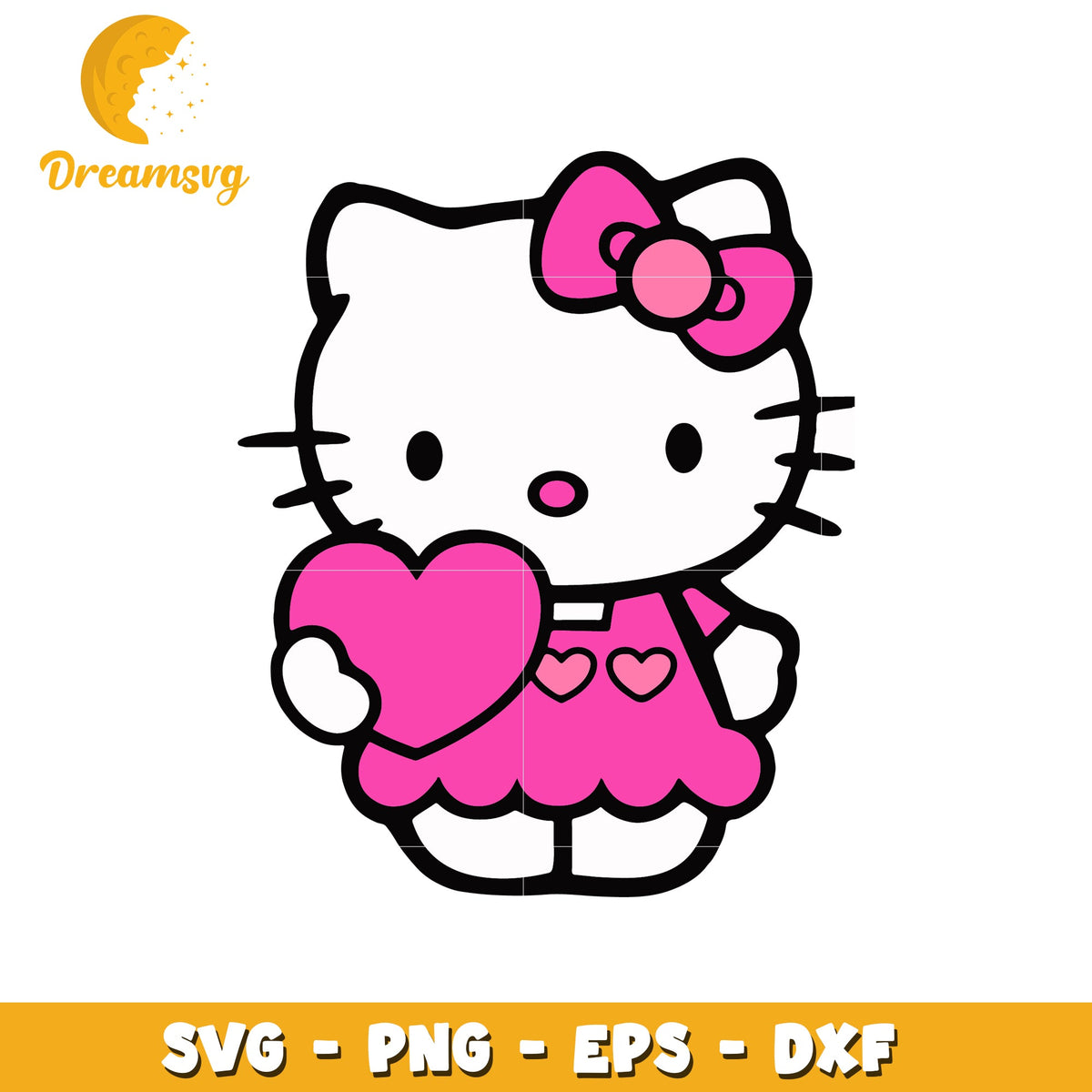 Hello Kitty Heart SVG File Cute Character Design for Crafting