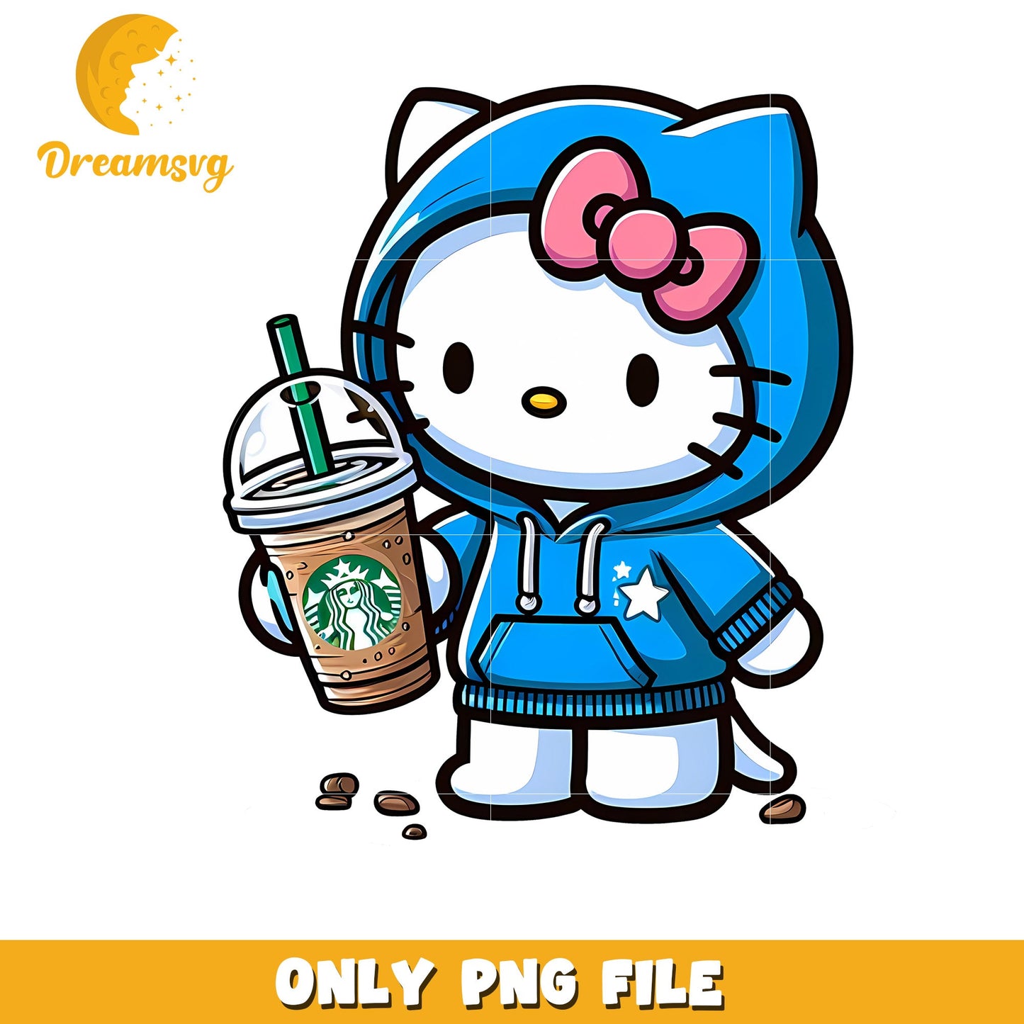 Hello Kitty PNG Coffee Hoodie Design