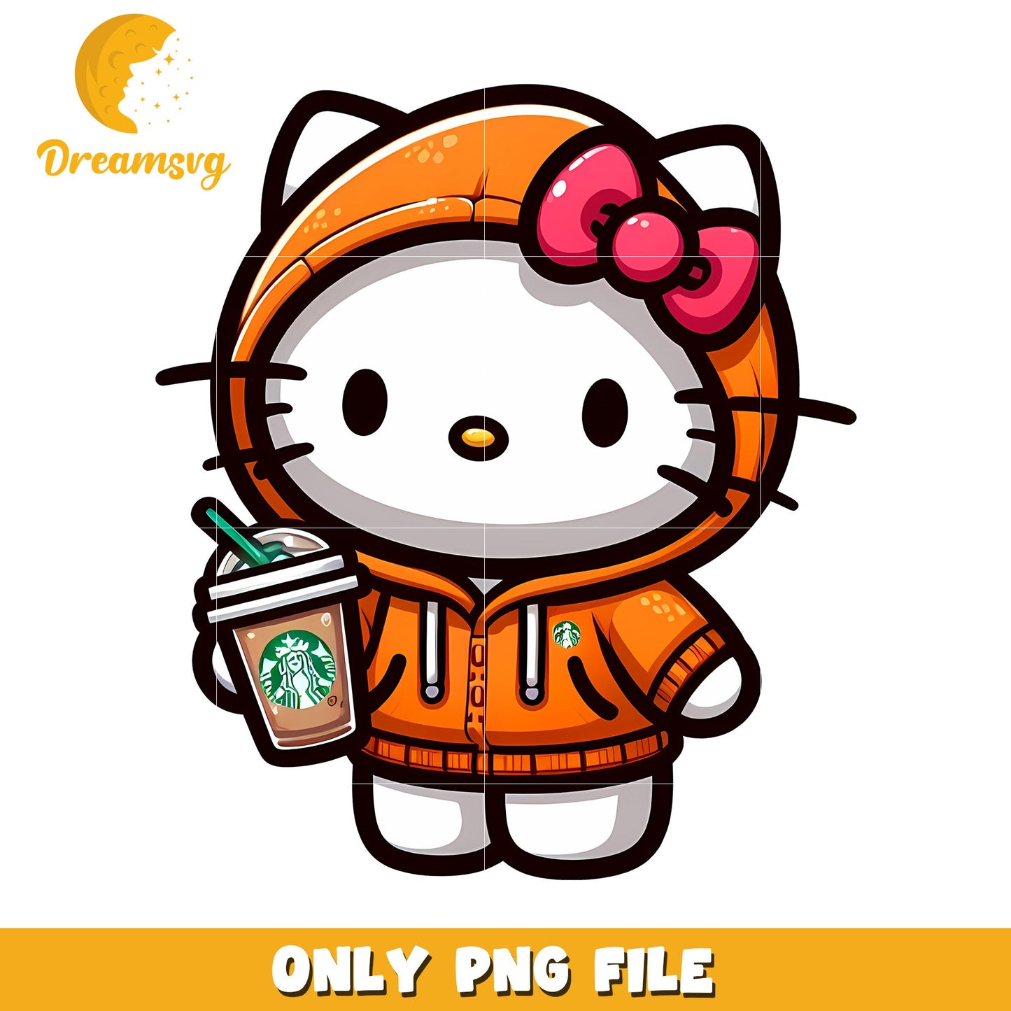 Hello Kitty PNG Orange Hoodie Starbucks