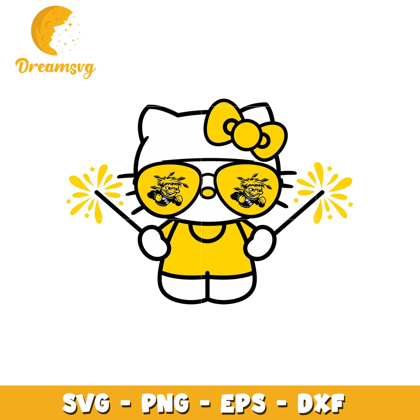 Hello Kitty SVG Design Yellow Fireworks