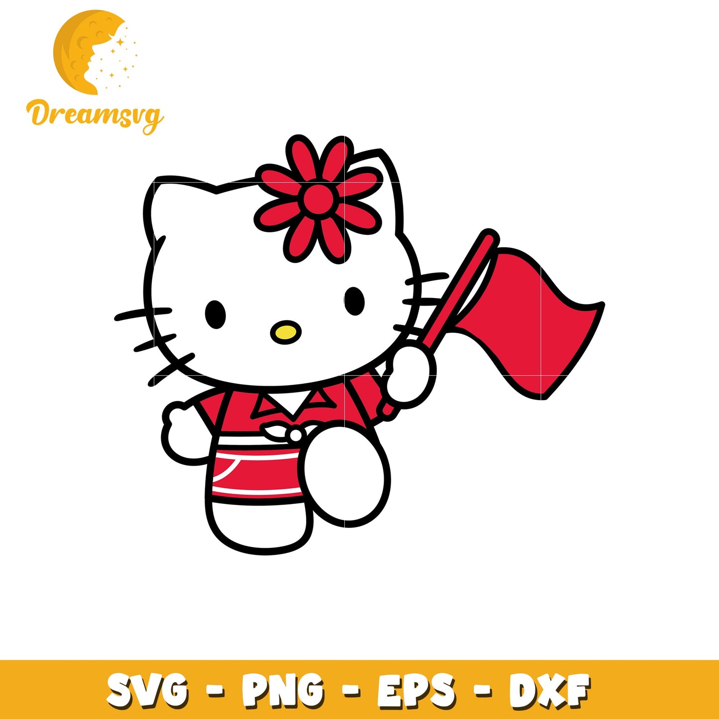 Hello Kitty SVG Red Flag Design