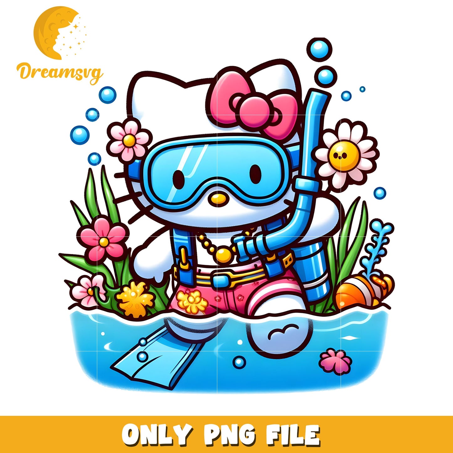 Hello Kitty Scuba PNG Diver Clipart