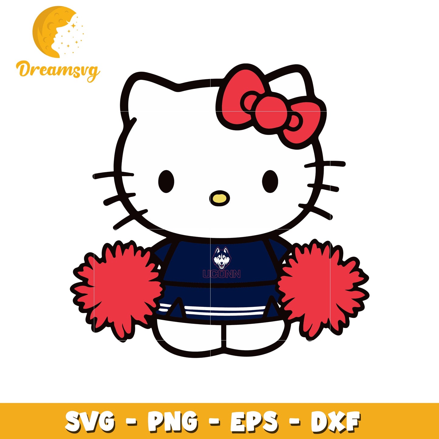 Hello Kitty UConn Cheerleader SVG
