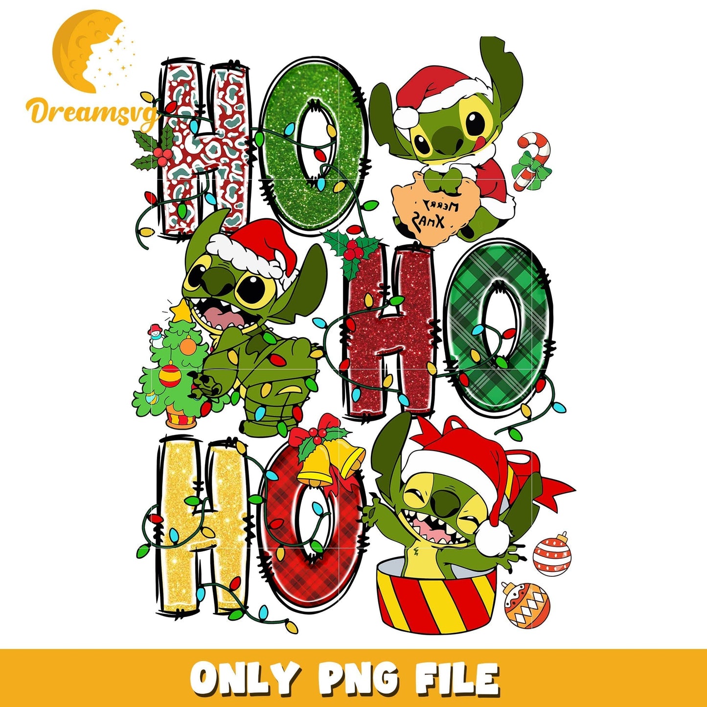 Ho ho ho stitch christmas png, disney stitch christmas png