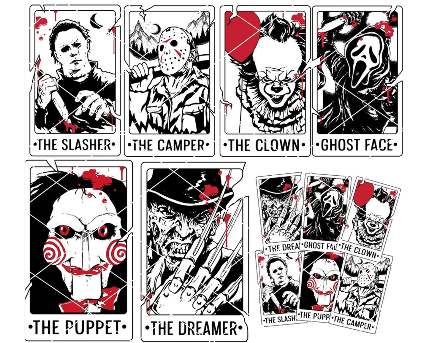 Horror Characters Tarot Card SVG, Halloween Tarot Card svg Bundle, Instant download