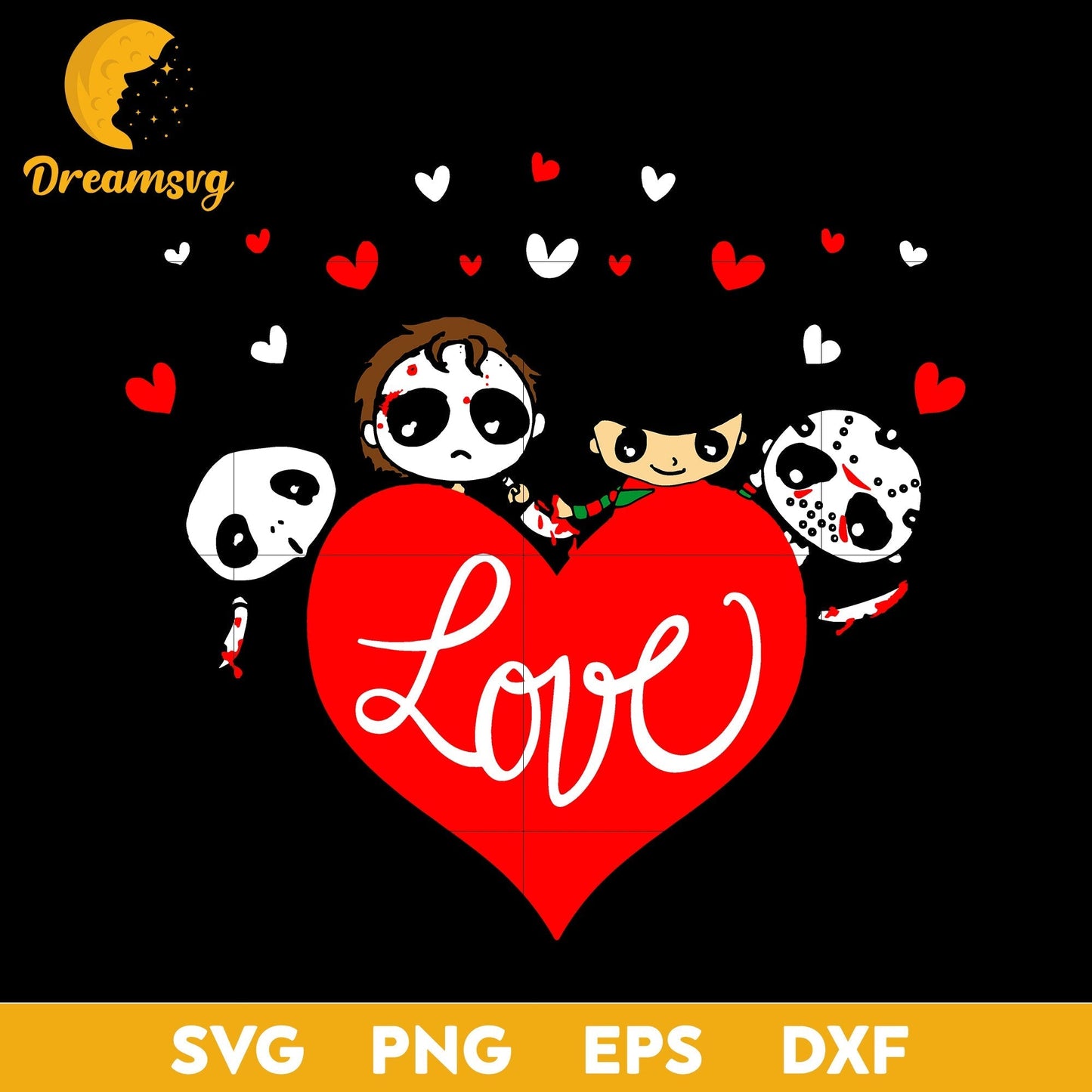 Horror Movie Chibi Valentine svg, Halloween svg, png, dxf, eps digital file.