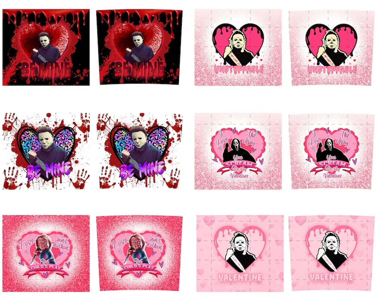 20+ Horror Valentine Tumbler Png Bundle, Valentine Ghost Face Png 20oz, Valentine Killer Movie Tumbler, 20 oz Skinny Tumbler Design