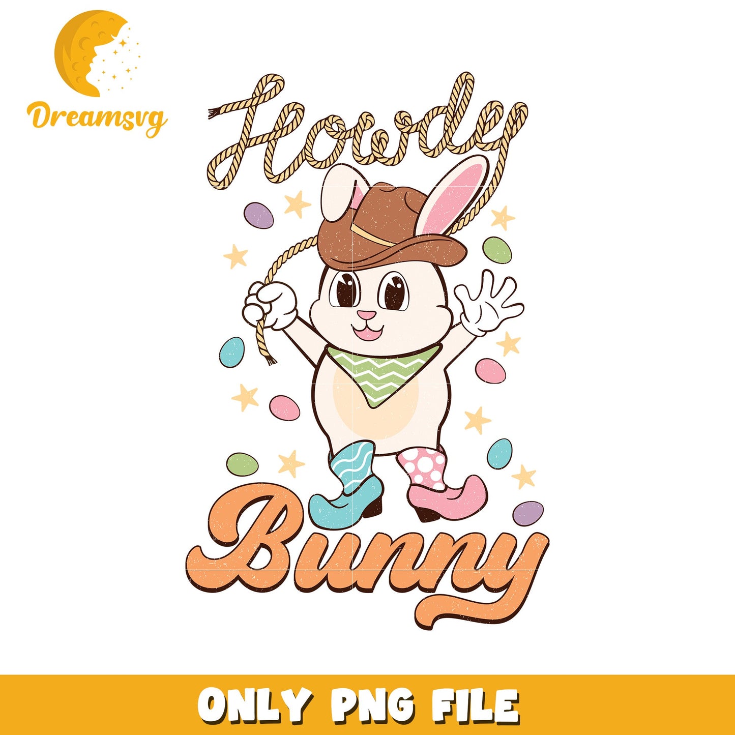 Howdy Bunny Cute Easter Rabbit PNG Graphic Design Art
