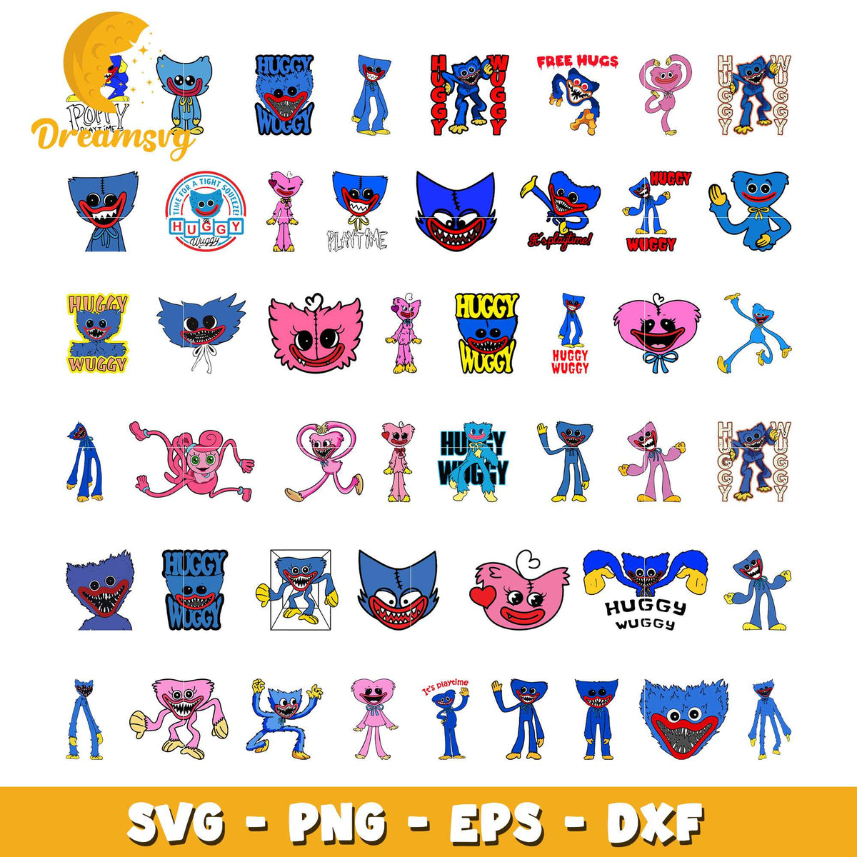 Huggy wuggy head design bundle svg, huggy wuggy halloween svg