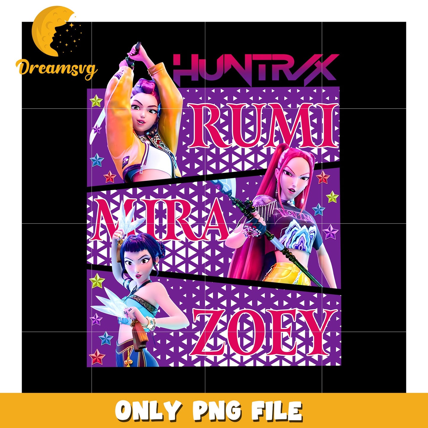Huntrix rumi mira zoey png, kpop band manhwa png, huntrix png