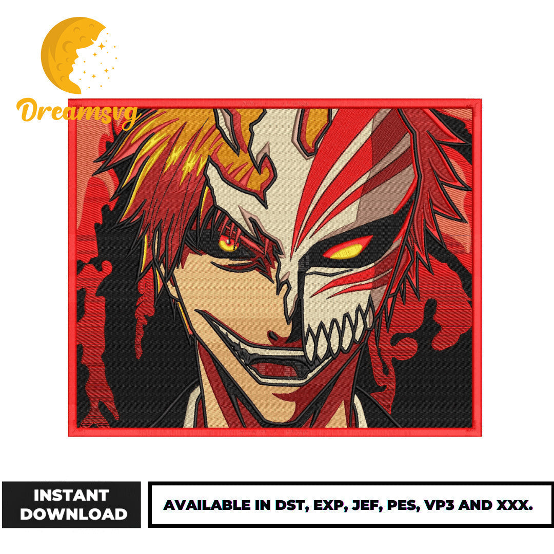 Ichigo Kurosaki mask face embroidery design