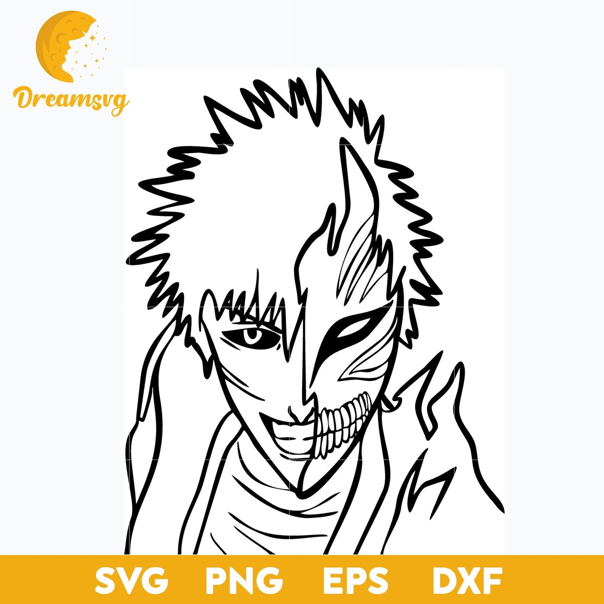 Ichigo Kurosaki In A Mask Svg, Ichigo Kurosaki Japanese Svg, Bleach Svg, Bleach Anime Svg, file for cricut, Anime svg, png, eps, dxf digital download
