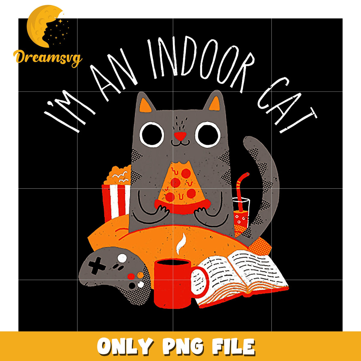 Indoor Cat PNG Cozy Gamer Kitty Design