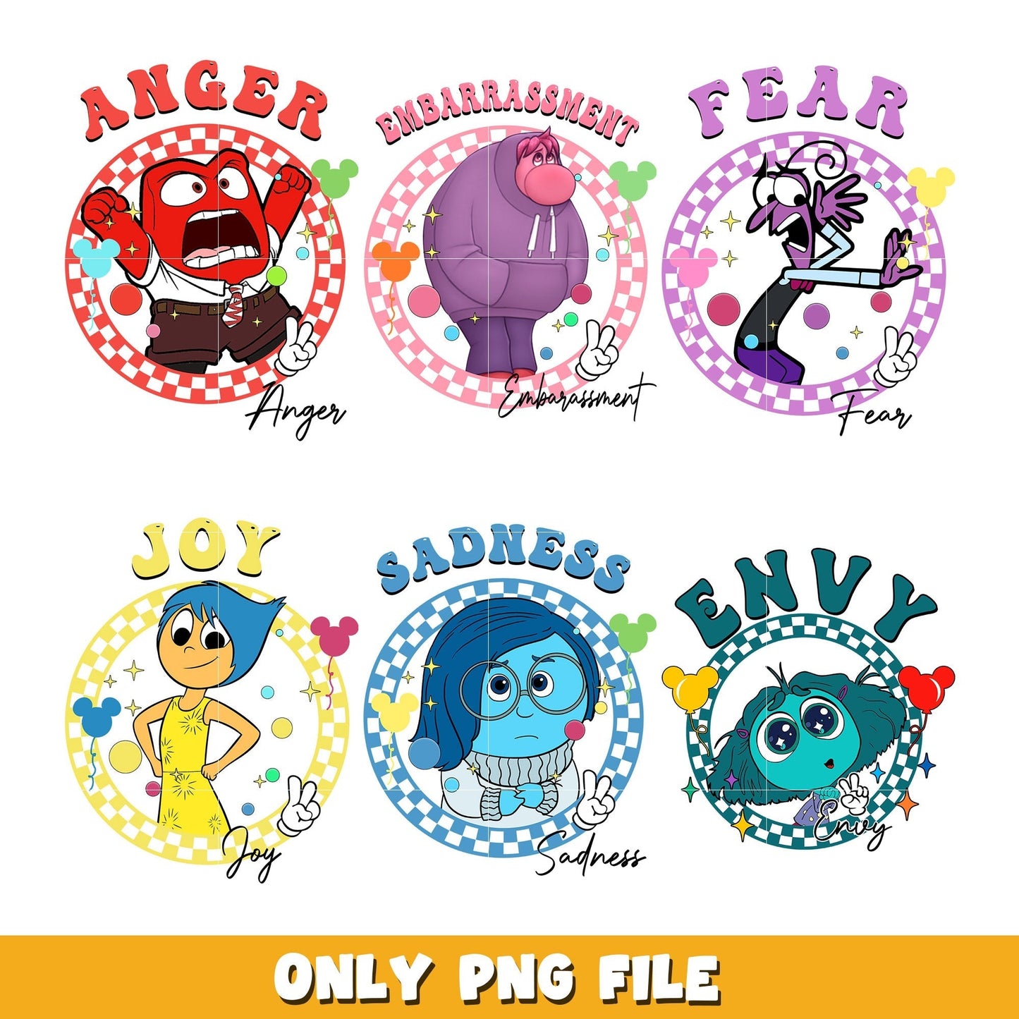 Disneyworld Inside out 2 circle logo name bundle png, Inside Out 2 png, Disney cartoon png, Digital download