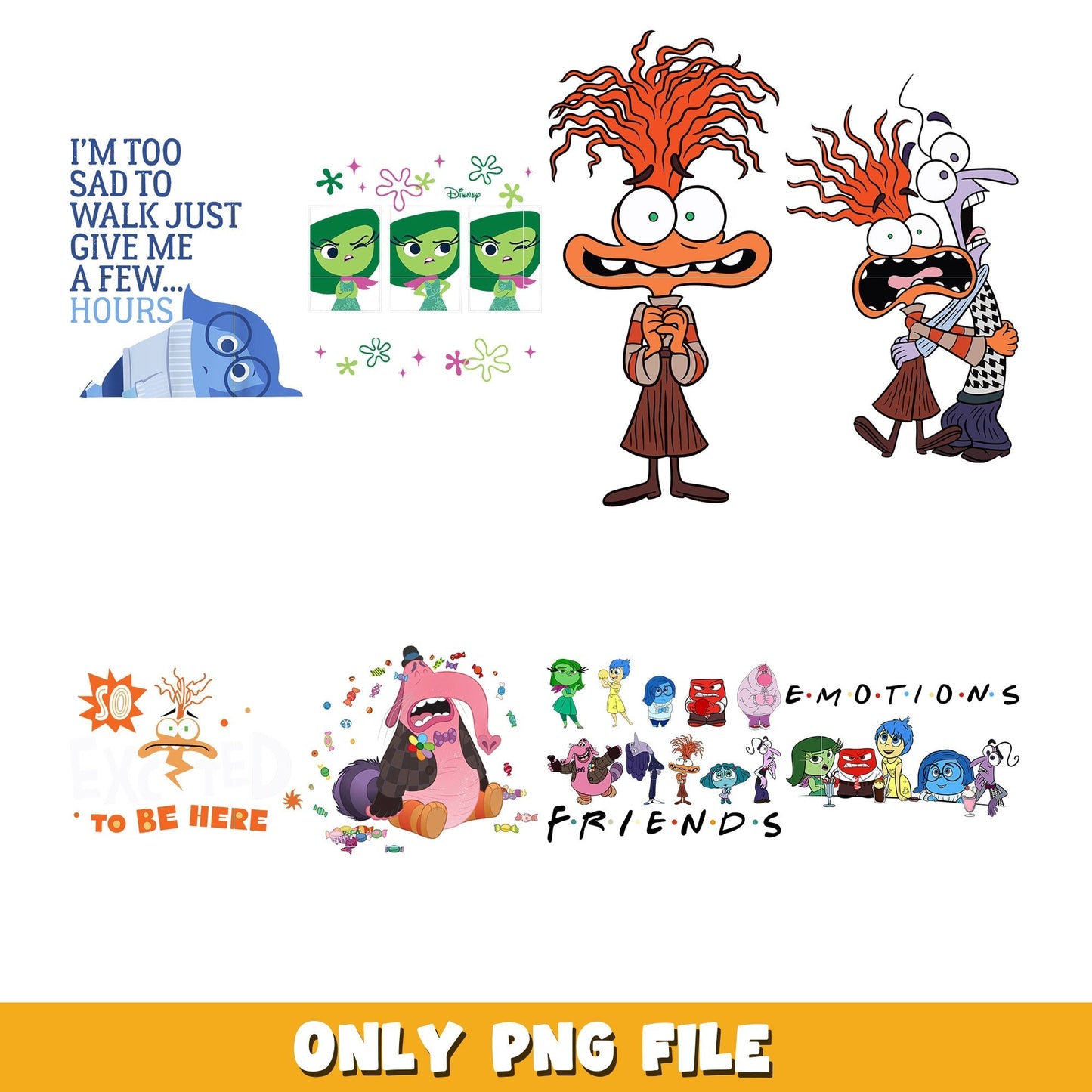 Disney Inside out 2 emotions characters bundle png, Inside Out 2 png, Disney cartoon png, Digital download