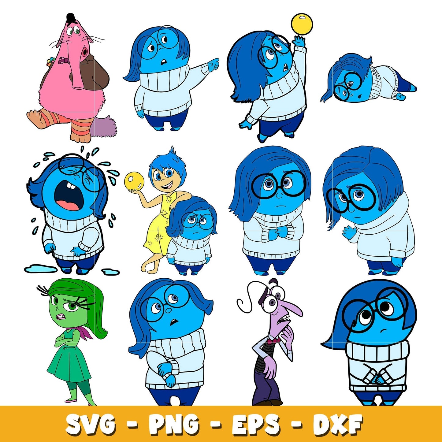 Disney Sadness Inside out 2 bundle svg, Inside out 2 svg, Disney cartoon svg, Digital download