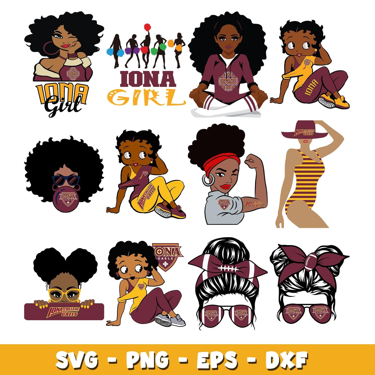 Iona Gaels Girl Bundle svg, Iona Gaels logo svg, ncaa svg