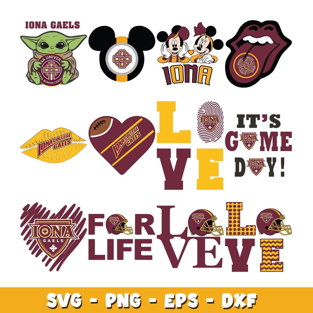 Iona Gaels love Bundle svg, Iona Gaels logo svg, ncaa svg