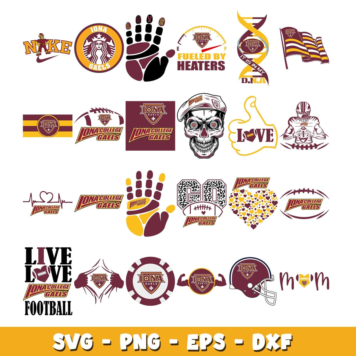 Iona Gaels Football Bundle svg, Iona Gaels logo svg, ncaa svg