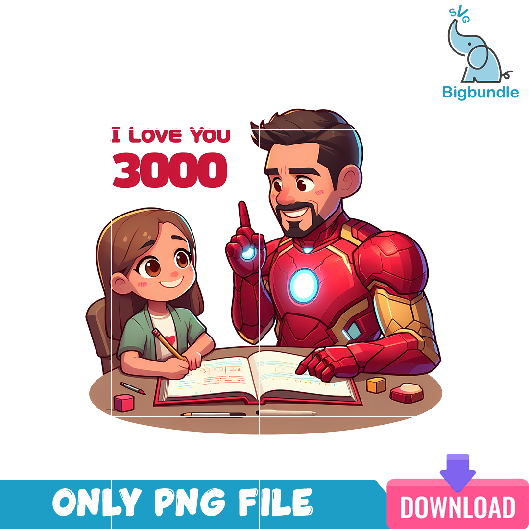 I Love You 3000 Ironman Studying PNG