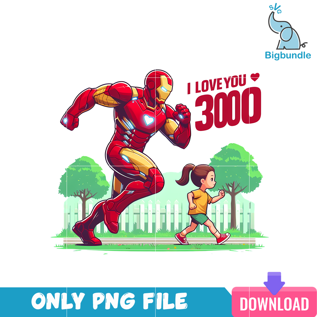 I Love You 3000 Ironman Running PNG