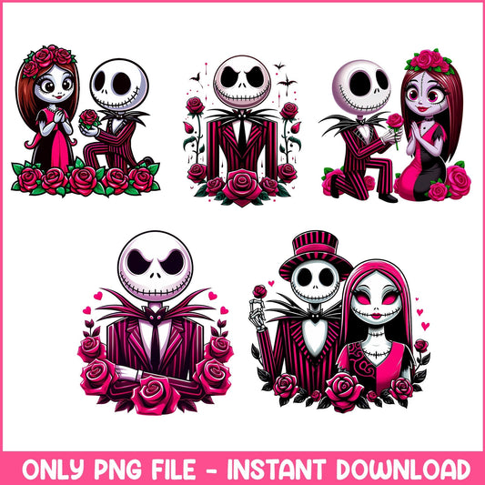 Jack and Sally valentine png bundle