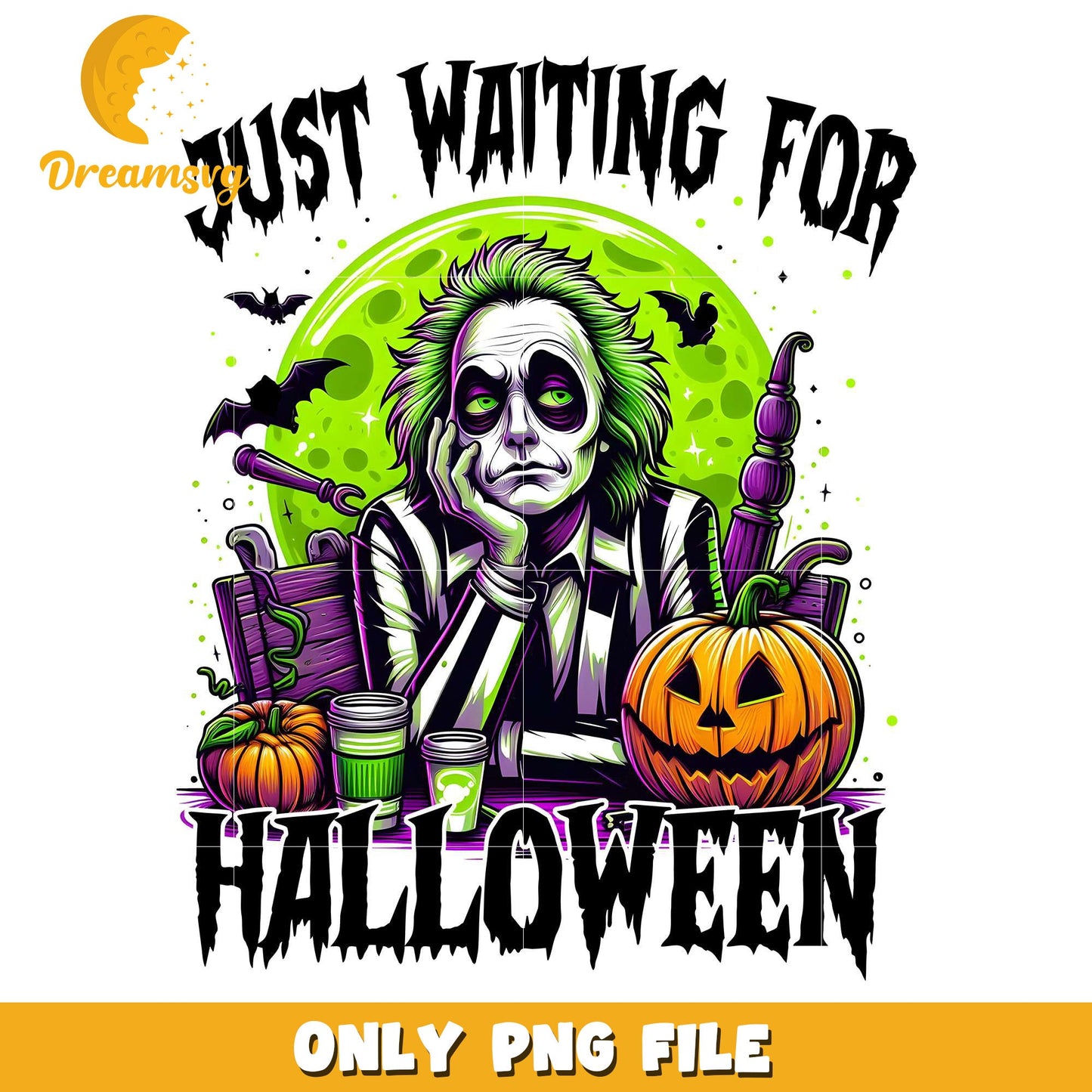 Just waiting for halloween png, halloween decor png, halloween background png